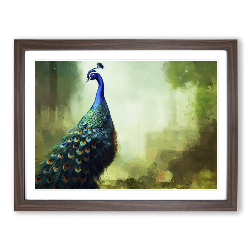XH1022-6848X Peacock - Picture Frame Print, 25cm H x 34cm W, Brown