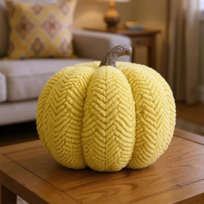 Harvest Yellow Pumpkin Shaped Throw Pillow