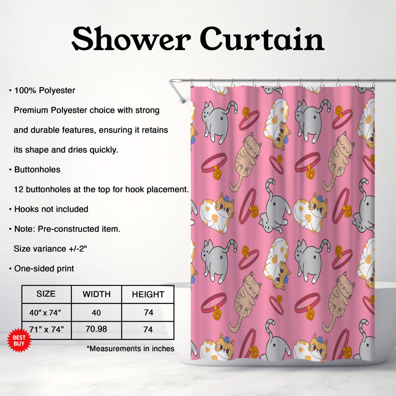 Rideau de douche 1 pièce Furry Fun, H 74 po x l 71 po