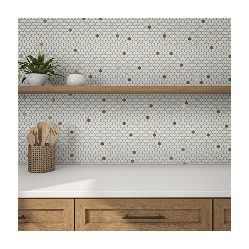 Uptown Glass 1" Hexagon Mosaic (18 PC Per Carton) (16.92 SQFT Per Carton), Posh Chiffon