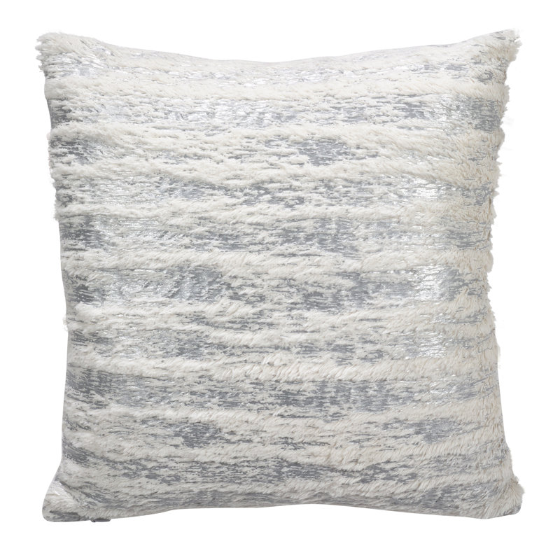 Matterhorn Collection Faux Fur Throw Pillow, 15" W x 15" L, White