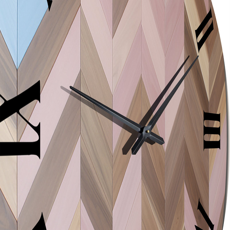 Motif rétro Mid-Century rose brun - Horloge murale moderne Mid-Century, Grand