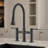 Double Handle Bridge Kitchen Faucet With Pull-down Spray Head-111025358