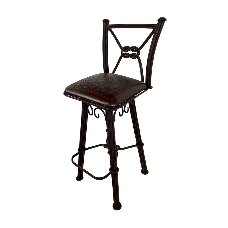 Maegan Swivel Yes Stool with Metal Frame, Bar Stool (30” Seat Height), Antique Brown