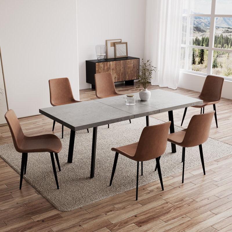 Iras 6 - Person Extendable Dining Set, 61.4'' Dining Table Sets, Brown