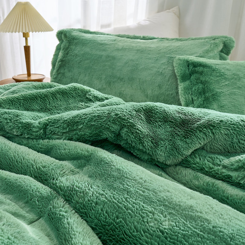 Chunky Bunny Bestie - Coma Inducer Oversized Comforter Set, Green, King Comforter + 2 King Shams