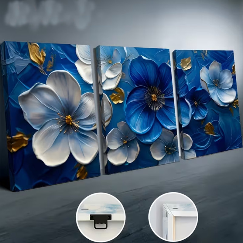 3 Piece Wrapped Canvas Print, 40 cm H x 90cm W
