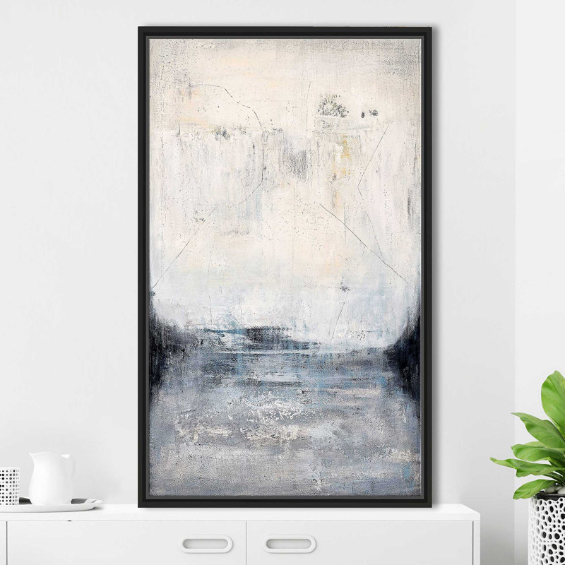 À travers la brume par - Peinture, Cadre flottant noir, H 63,5 po x l 39,5 po x P 2 po