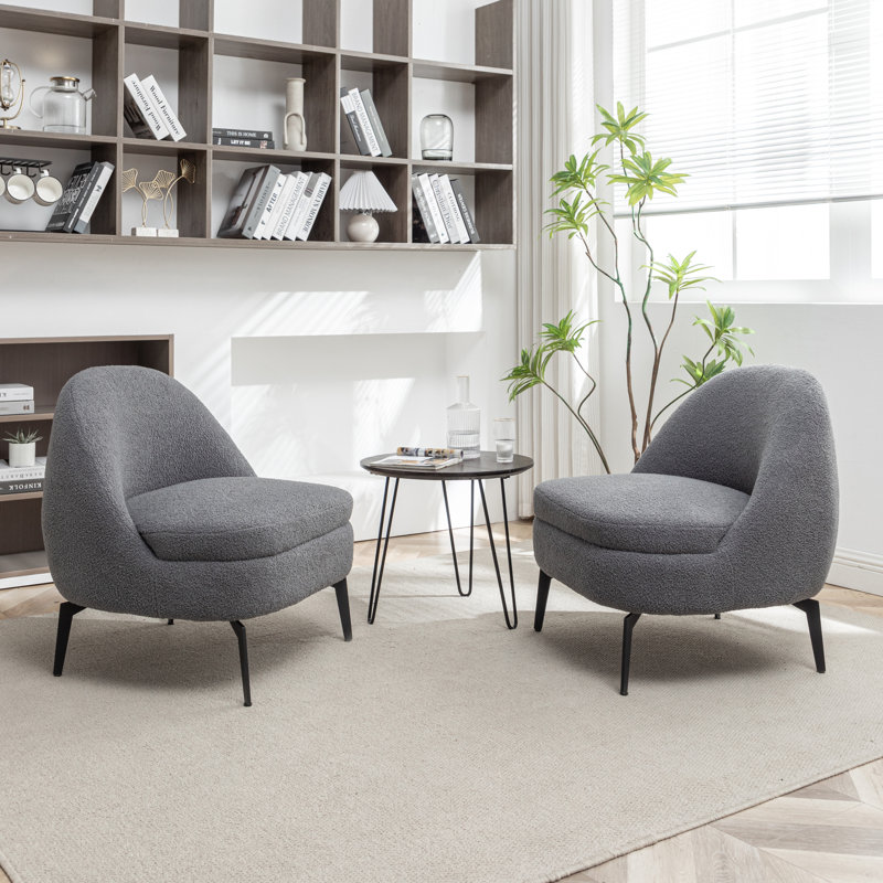 Fauteuil demi-tonneau rembourré Bula, Polyester gris