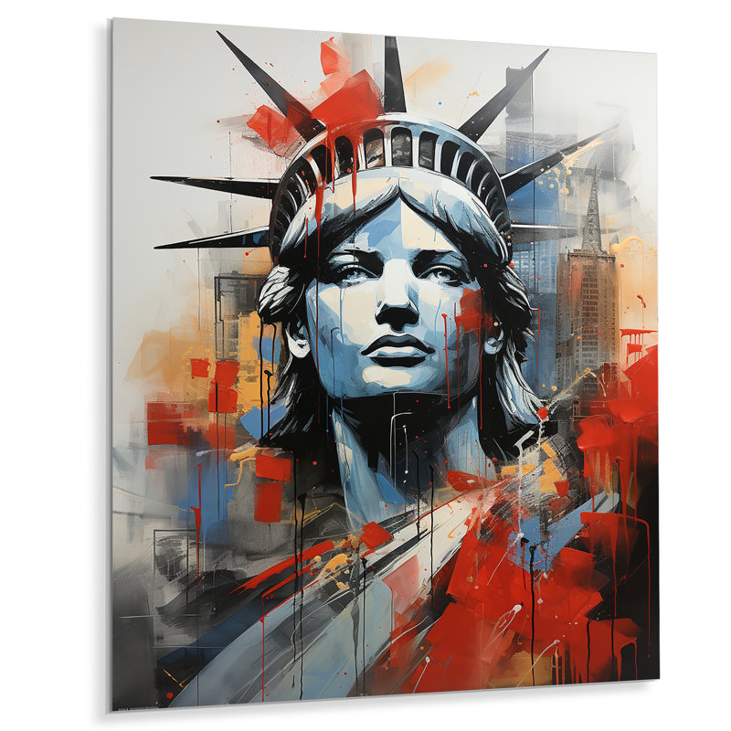 Popart Liberty Statue NYC II - City New York, art mural en métal, H 20 po x l 12 po x P 1 po