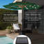  Parasol solaire à 3 niveaux à motif de grain de bois avec 24 lumières DEL inclinables - Vert-121457162