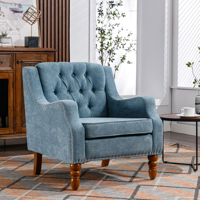 Upholstered Armchair, Blue