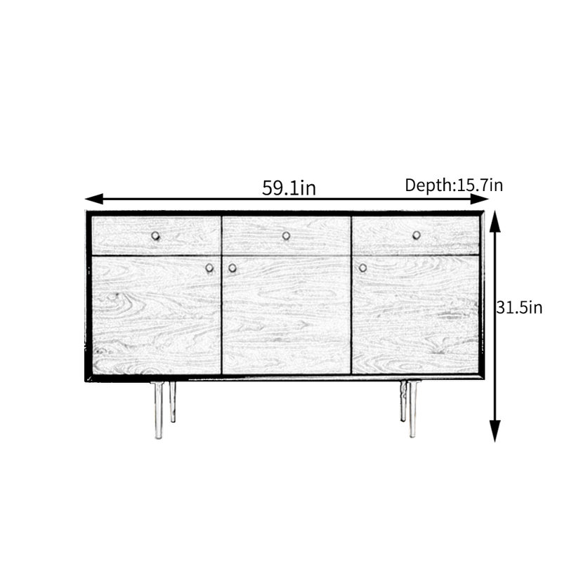 Minimalist Multifunctional Solid    Wood Sideboard