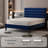 Bed frame with headboard, platform bed frame with velvet upholstered headboard and channel design-1087402768-1087402783