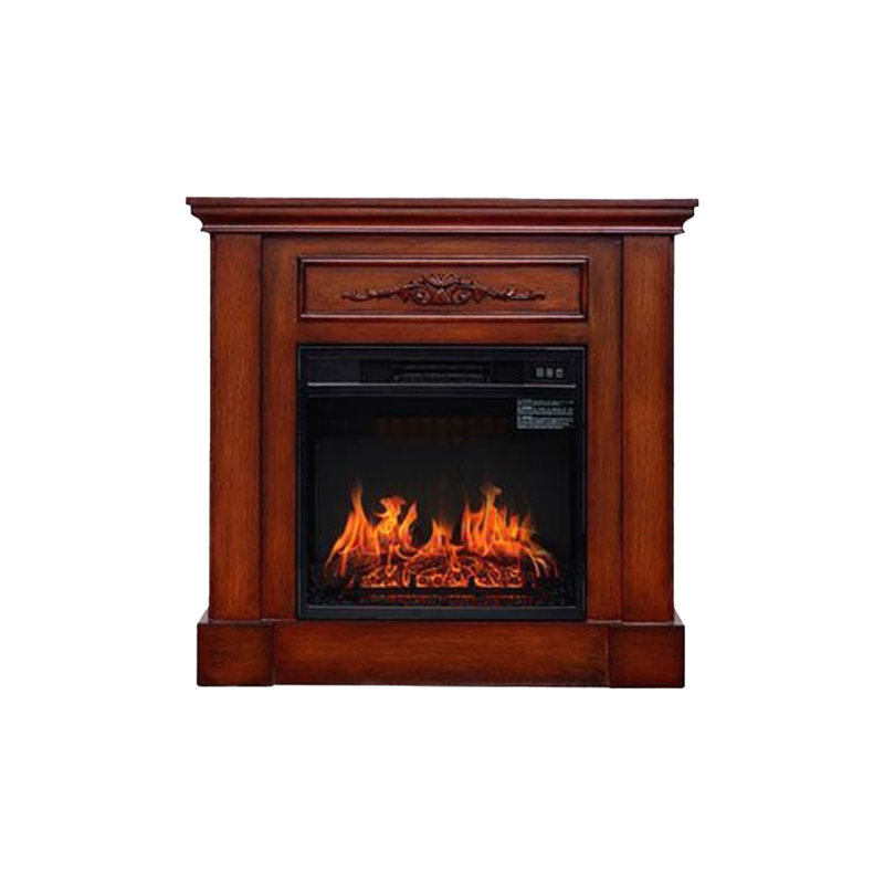 Walnut Manufactured Wood Electric Fireplace