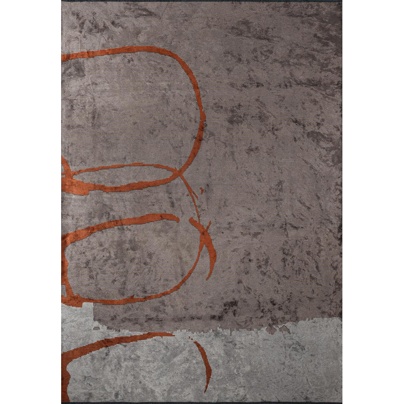 Rapture Abstract Area Rug in Gray, Rectangle 6'7" x 9'10"