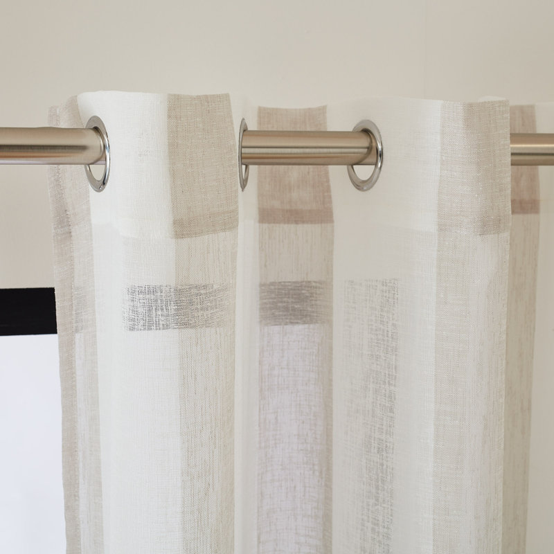 Timeo Sheer Curtain Single Panel, White/Natural