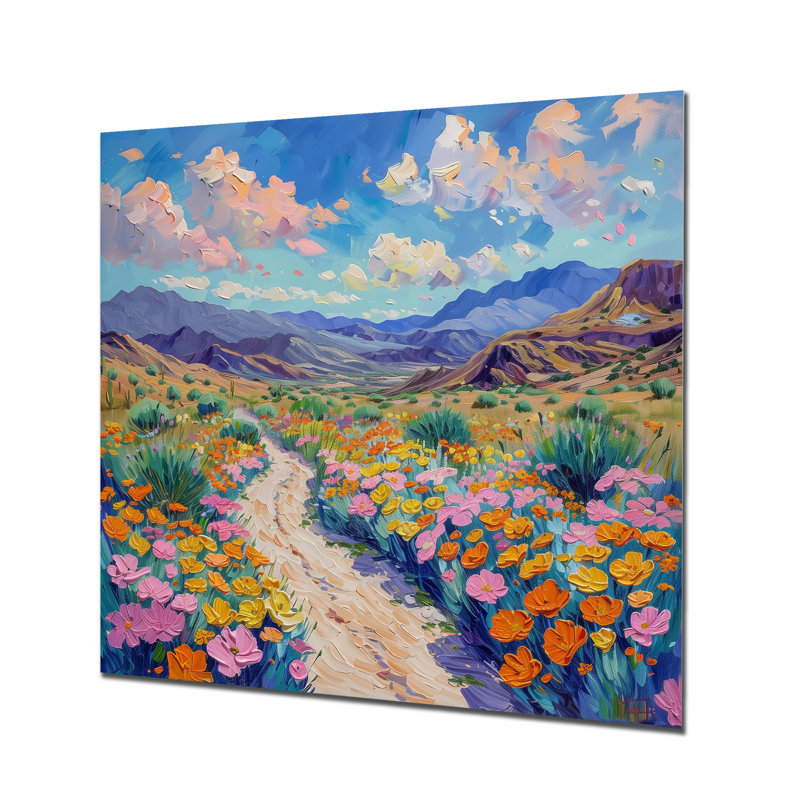 Rose, vert, romantique, désert, été, fleurs - désert, art mural, Métal métal, H 36 po x l 36 po x P 1,5 po