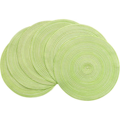 Ensemble de 6 napperons ronds tressés paysage marin printemps vert
