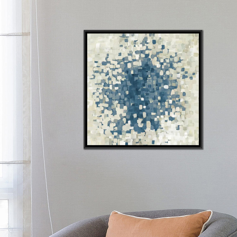 « summer blocks blue », impression sur toile, H 18 po x l 18 po x P 1,5 po, Toile avec cadre noir, Pas de tapis