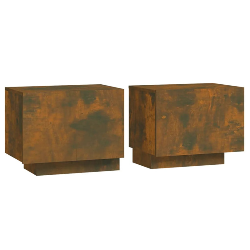 Gillean Particle Board / Chipboard Bedside Table, Smoked Oak
