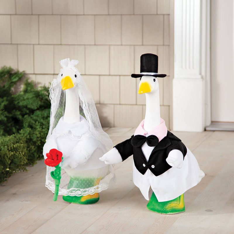 Couple de mariage grandes tenues d'oie