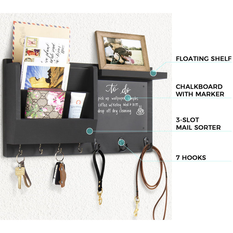 Porte-clés pour mur - Porte-courrier organisateur mural avec tablette - Porte-clés à suspendre avec crochets décoratifs pour la maison Manteau à lettre Chien en laisse