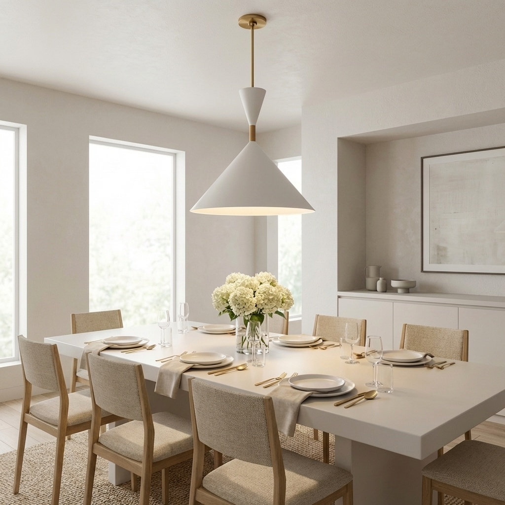 Dimmable Single Light Pendant, 23.25" H x 24" W x 24" D, Burnished Brass