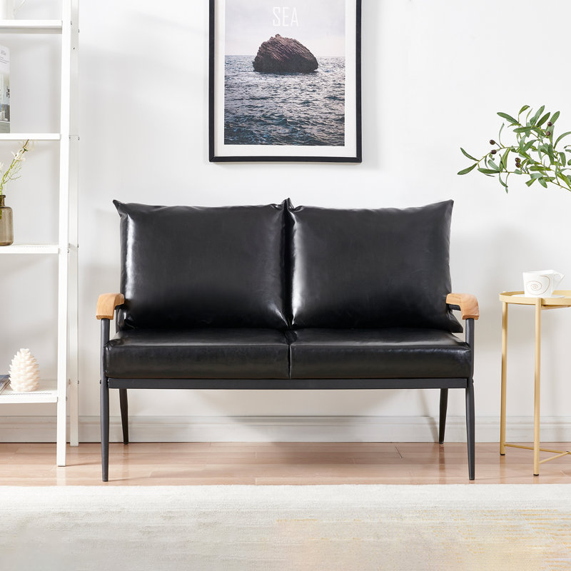 Ukiah 2 Seater Faux Leather Sofa, Black