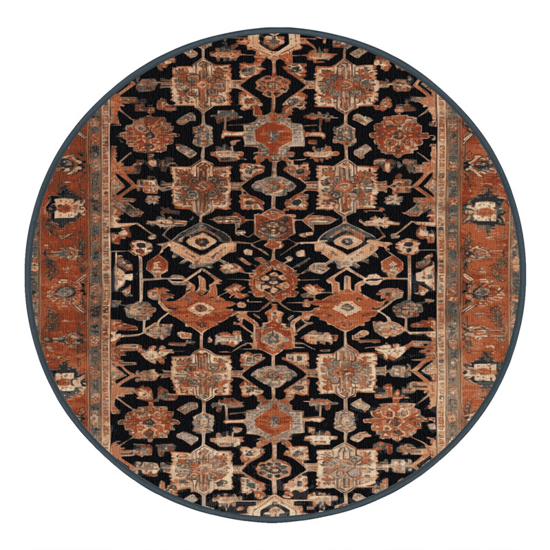 Tapis brun lavable à la machine, Rond 5 pi