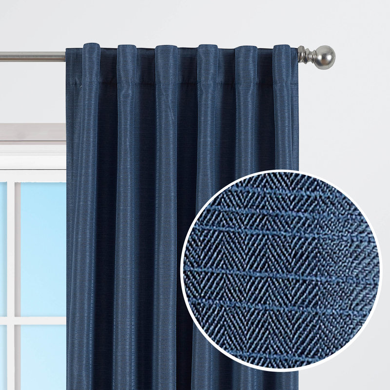 Indigo Thermal Insulated Room Darkening Back Tab Curtains
