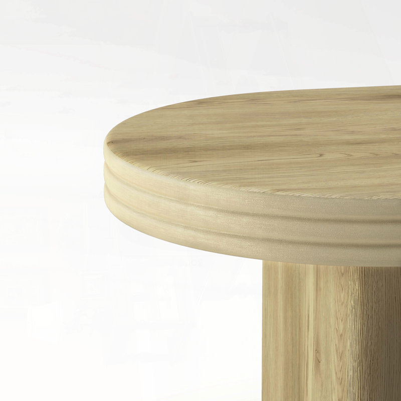 Table basse ovale cannelée avec placage en bois massif - Mid-Century moderne naturel