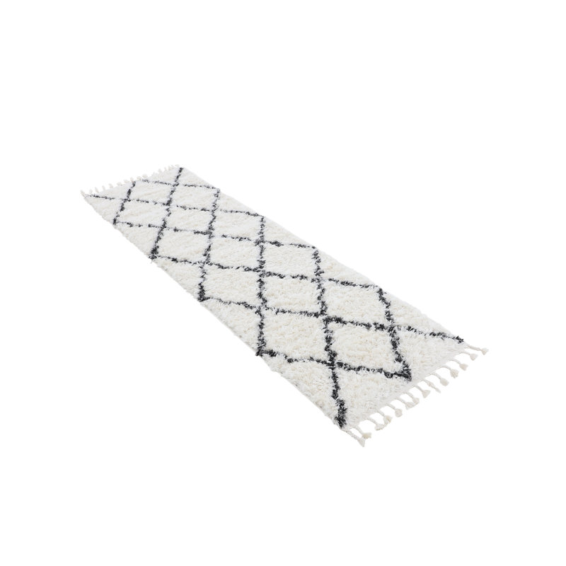 Eddy Shaggy Boho Black Rug, Runner 80 x 600cm