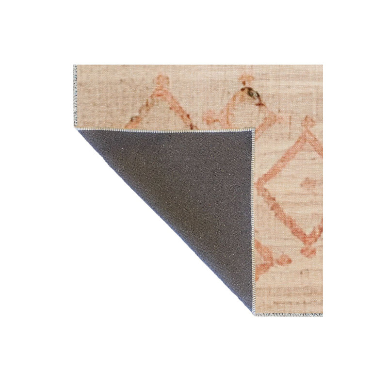 Tapis décoratif abstrait à motif traditionnel lavable à la machine, Rectangle 2 pi 4 po x 3 pi 11 po