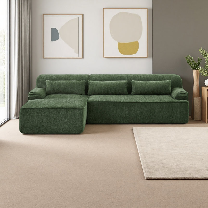 Chenille L-Shape Luxury Sectional Oversized Sofa,Mnimalist Design,Comfy Sleeper Couch For Living Room,Apartment&Reception Spaces,No Assembly Required