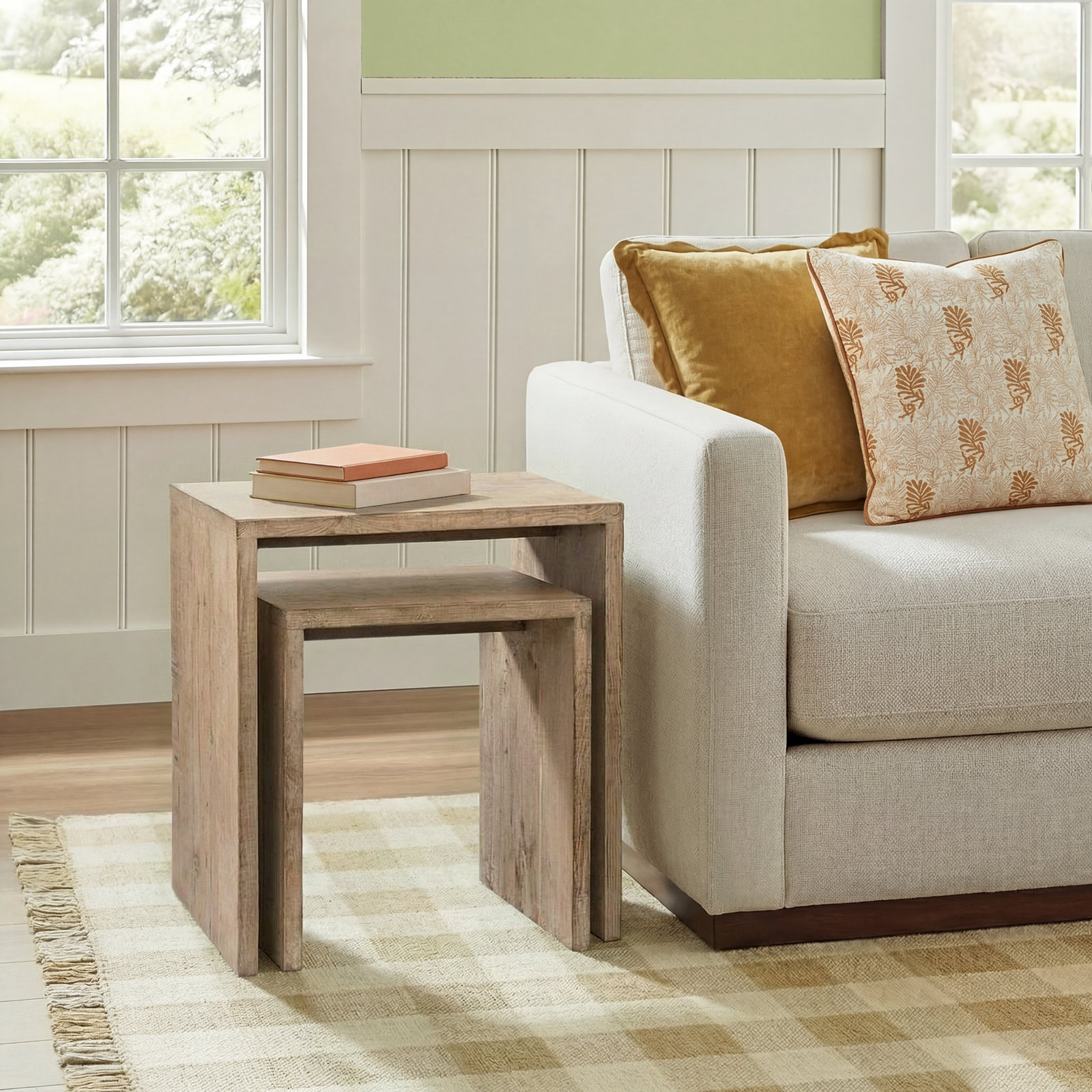 Blu 24" Pine Nesting End Tables, Light Wash