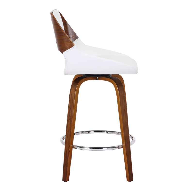 Tabouret de comptoir pivotant 26 po Platt, Blanc/noyer
