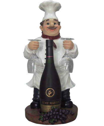 Statue porte-bouteilles de vin et verre Allagash Chef