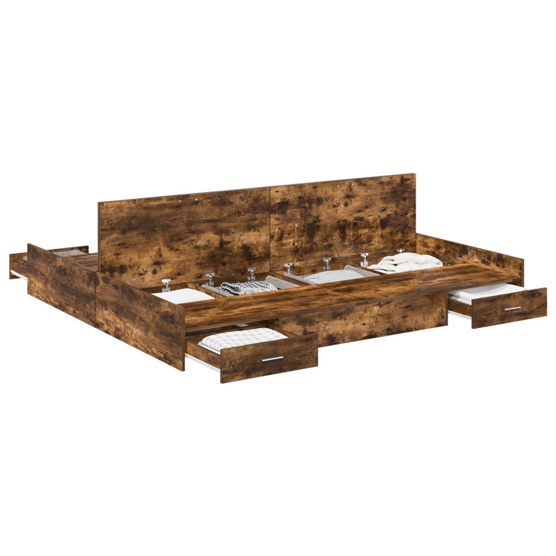 Bed Frame, 200 x 200cm, Smoked Oak