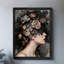 Art mural noir rétro avec femme et nature, impression de style surréel foncé-1711209917