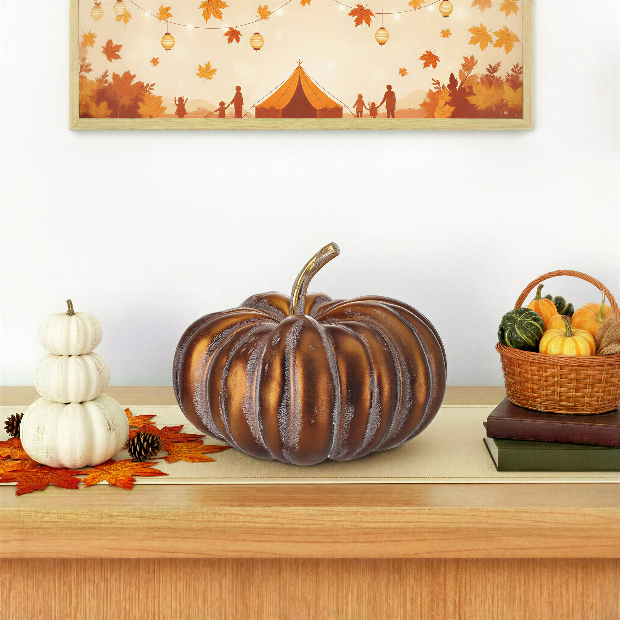 12" Metalic Autumn Latex Pumpkin