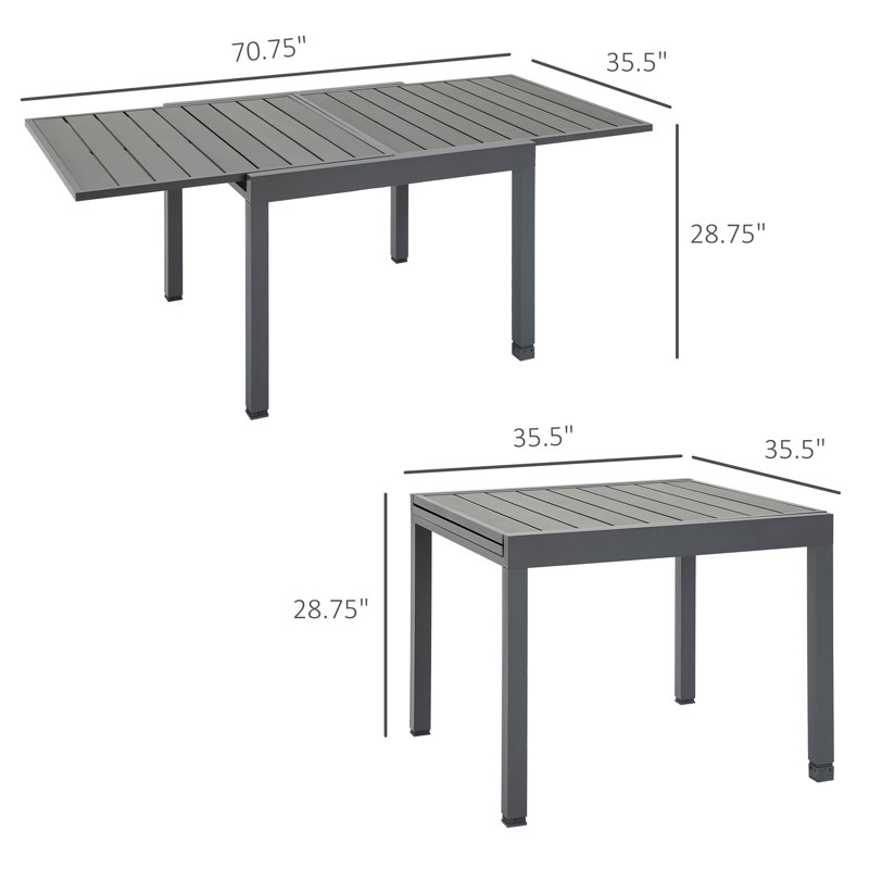 Table de salle à manger extensible, Gris