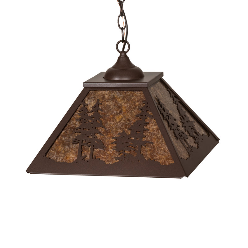 Greenbriar Oak 1 - Light Pendant, 44" H x 16" W x 16" D, Cafe Noir, Amber Mica
