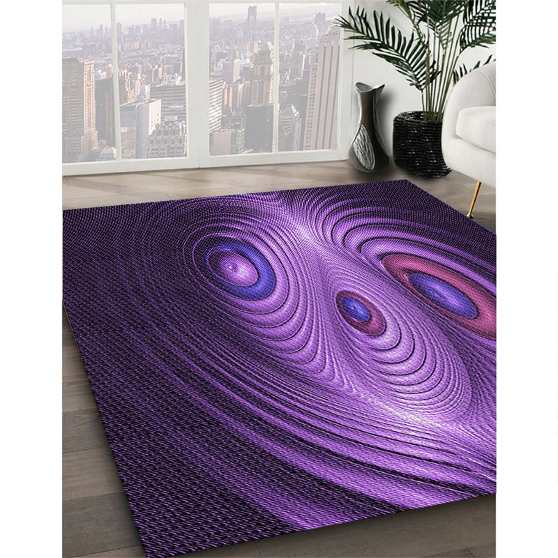 Tapis 100% à motifs lavables à la machine 2989 Pat1385-PUR, Carré 6 pi