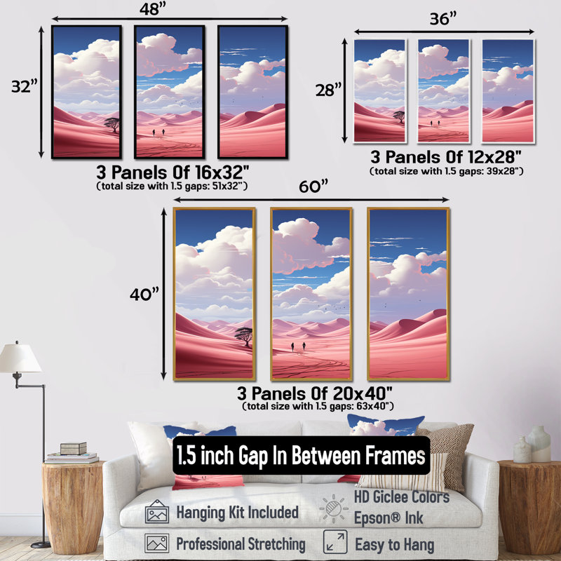 «Desert Twilight Traverse», art mural paysages spatiaux, H 28 po x l 36 po x P 1 po, Cadre flottant doré