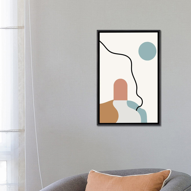 "Boho Terracota Road" par Mambo art studio-impression, H 26 po x l 18 po x 1,5 po, Toile avec cadre noir patiné, Pas de tapis