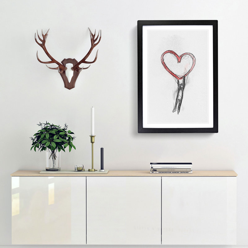 Holding on to Love in Abstract - Picture Frame Graphic Art Print, Black Framed, 48cm H x 36cm W x 2cm D