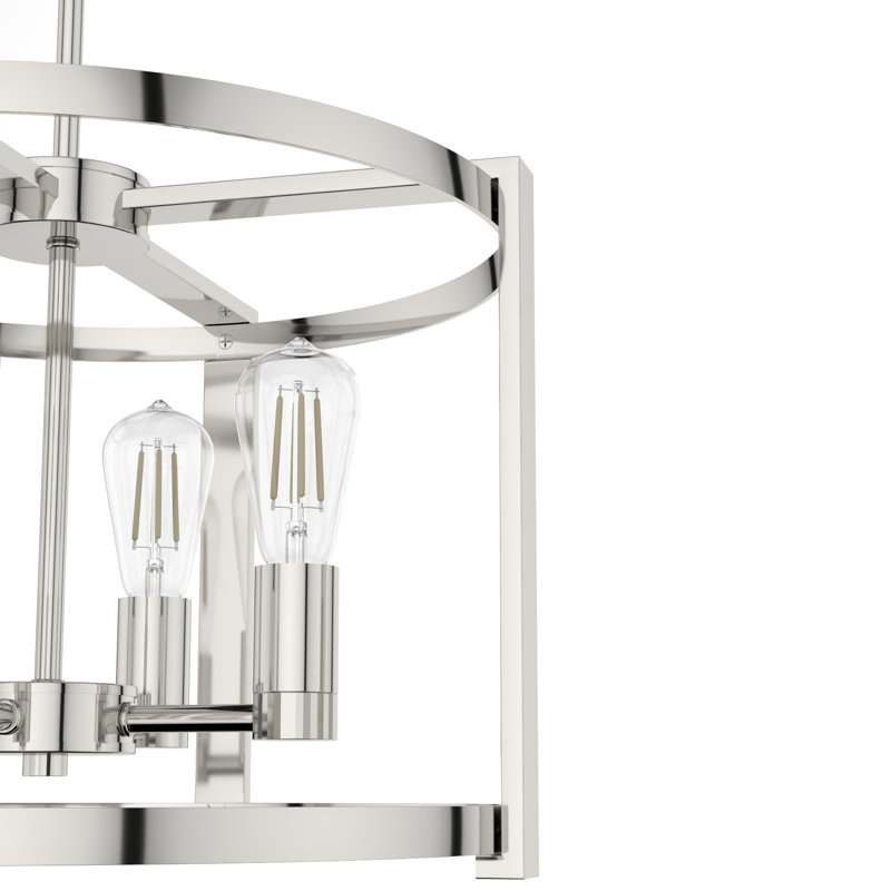 Astwood 4 - Light Dimmable Lantern Drum Chandelier, Polished Nickel, 18" W x 18" D x 13" H