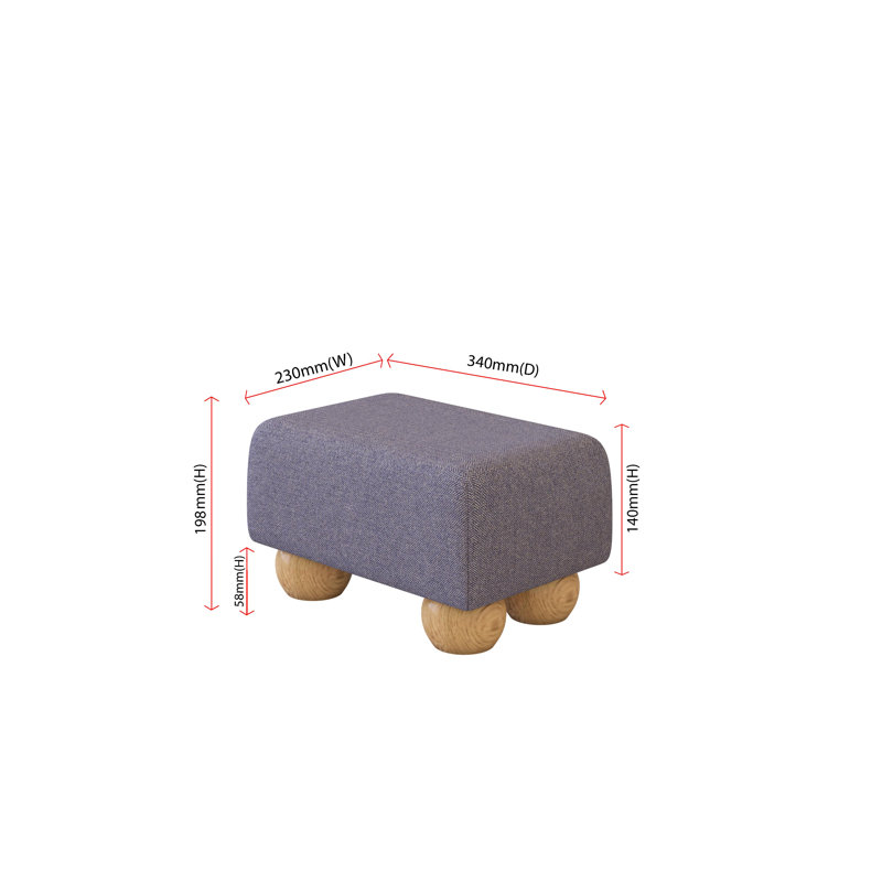 Manufactured Wood Accent Stool, Poz, Natural, Navy Blue