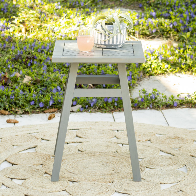 Abhishekh Square Acacia Outdoor Side Table , 46cm cm W 46cm cm D, Grey Wash